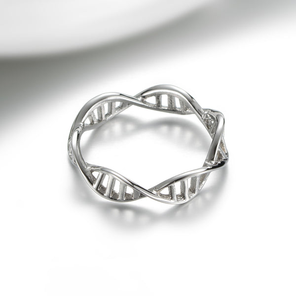 DNA Double Helix Spiral Infinity Ring