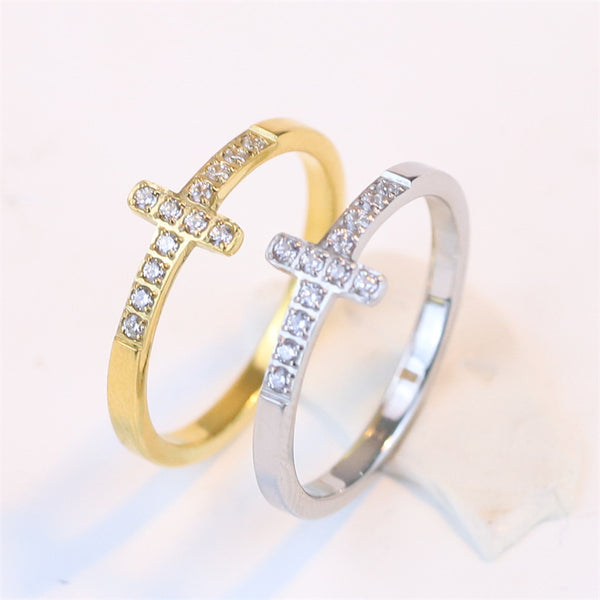 Dainty Cross Stacking Band Ring