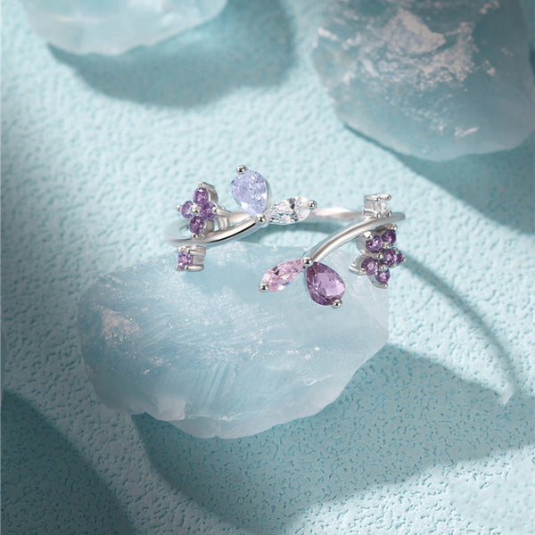 Purple Double Flower Ring