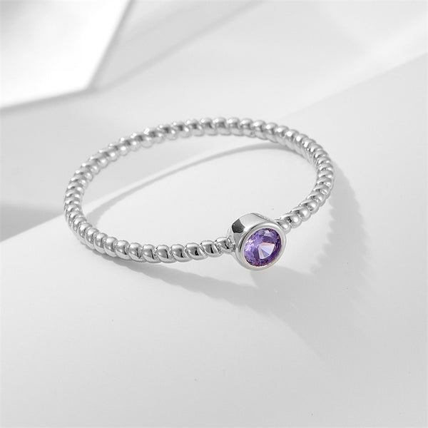 Amethyst Bubble Twist Thin Ring