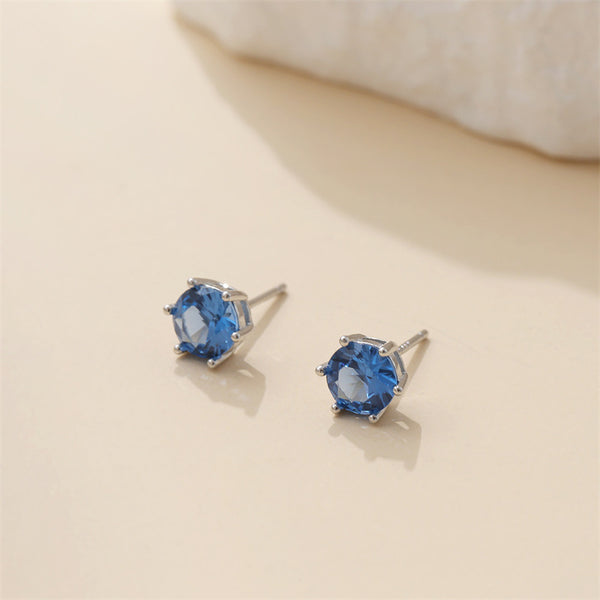 Six-Prong Birthstone Stud Earrings