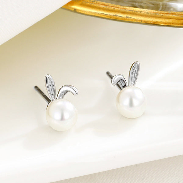 Pearl Bunny Stud Earrings