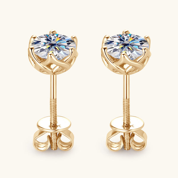 Solid 10K Gold Moissanite Stud Earrings