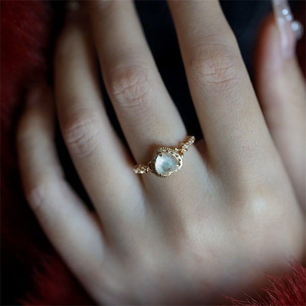 Dainty White Crystal Heart  Ring