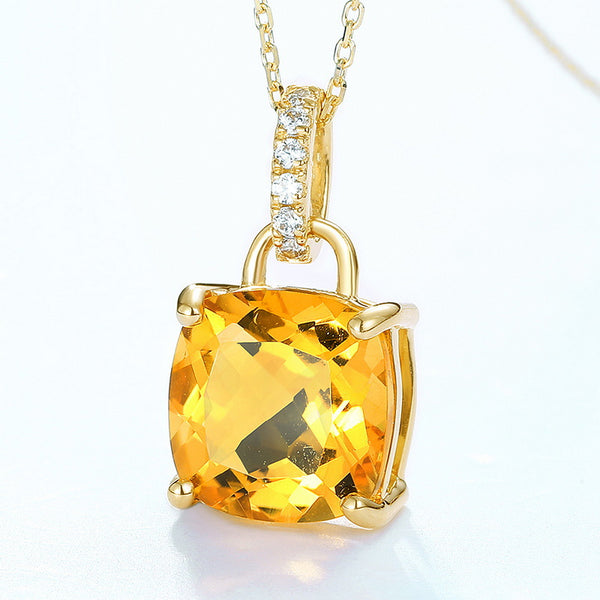 Solid 14k Gold Solitaire Topaz Necklace