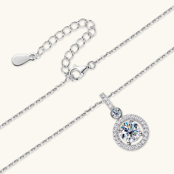 Moissanite Halo Circle Charm Necklace