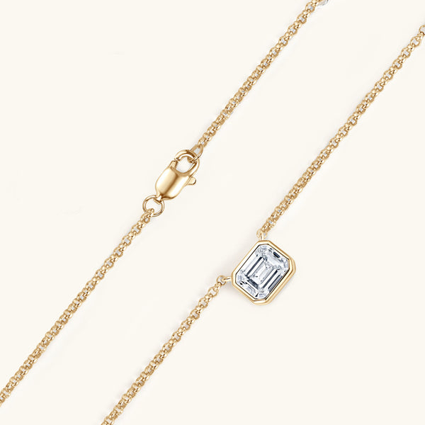 Emerald Cut Moissanite Wedding Necklace