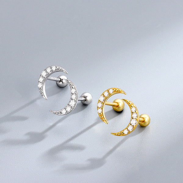 Crescent Moon Stud Earrings