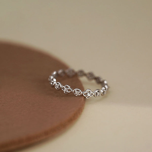 Silver Four Leaf Clover Ring