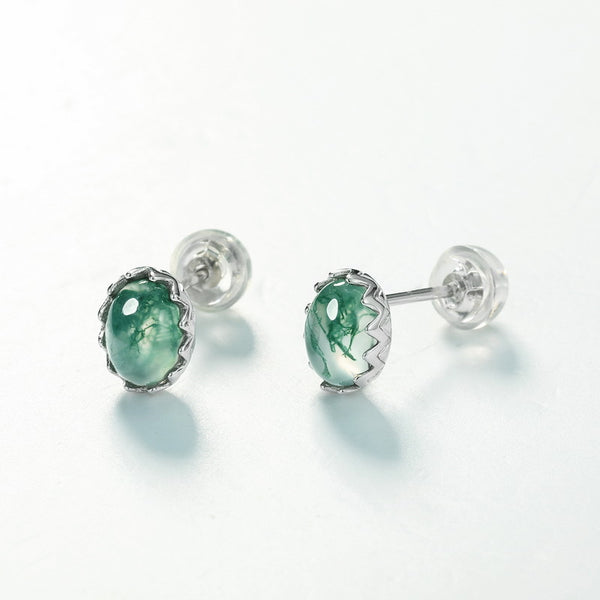 Moss Agate Stud Earrings