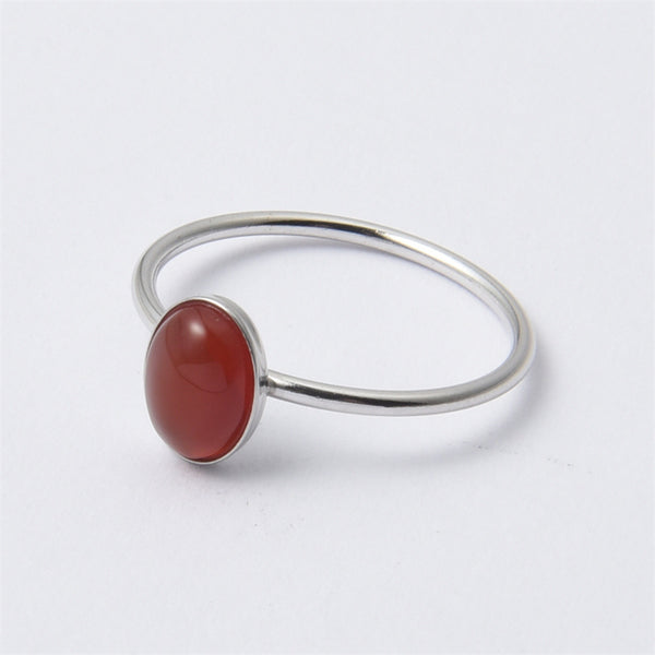 Oval Chalcedony Setting Thin Band Ring