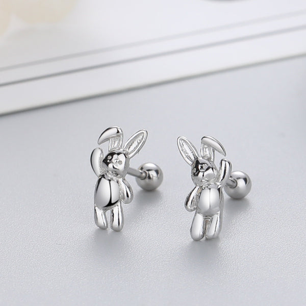 Cute Bunny Ball End Stud Earrings