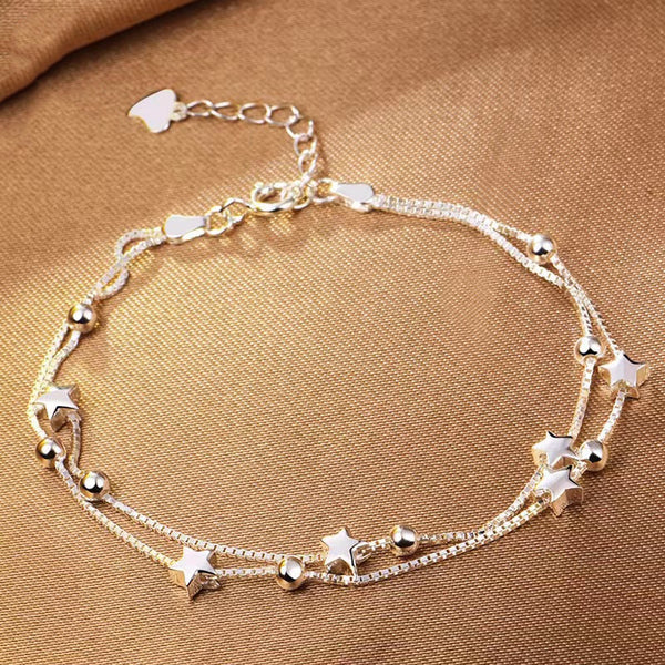 Star Bead Charm Double Chain Bracelet