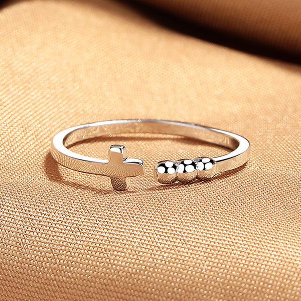 Silver Cross Stacking Slim Ring