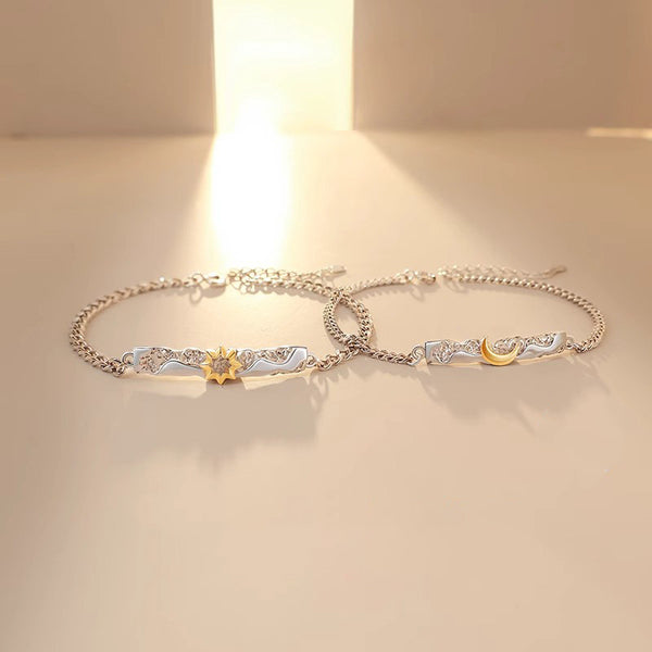 Gold Sun Moon Matching Couple Bracelet