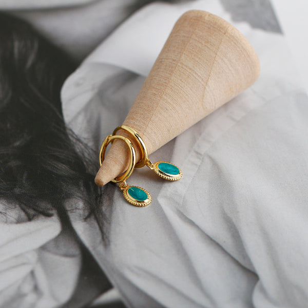 Starry Sky Enamel Hoop Earrings