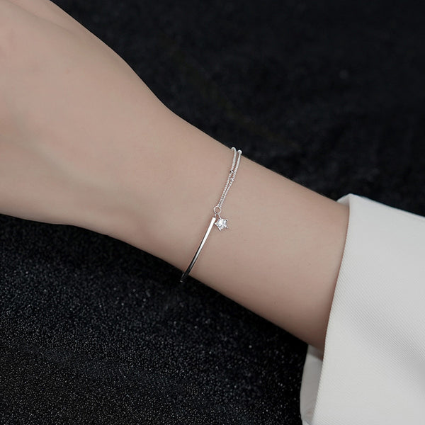 Solitaire Silver Star Bracelet