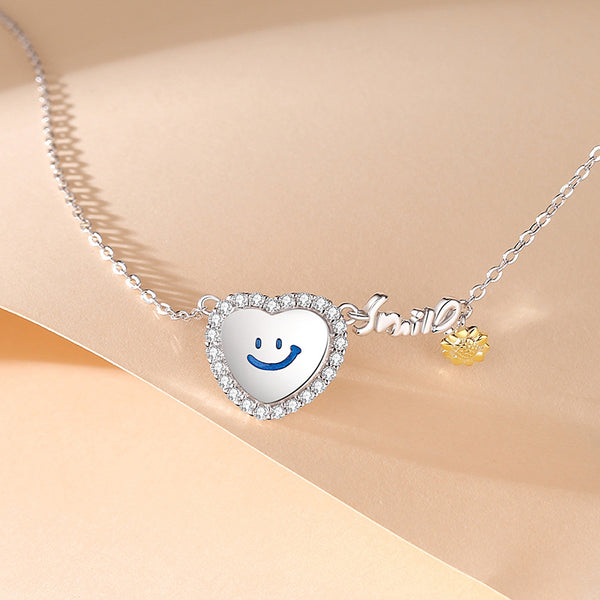 Smiley Face Heart Necklace