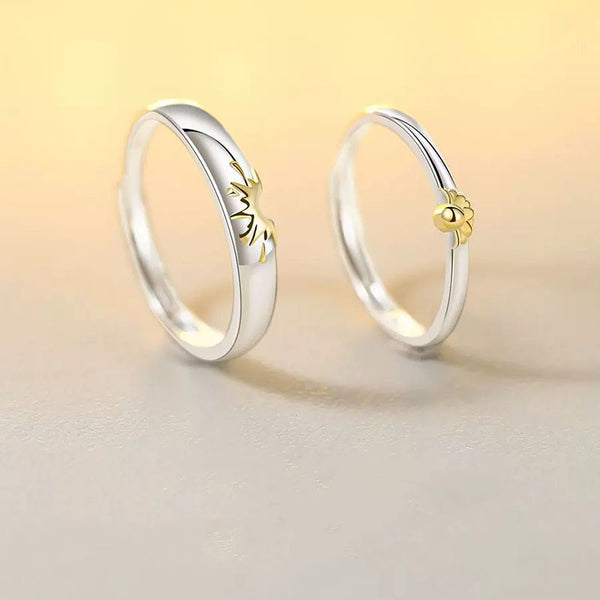 Sunflower Sun Couple Matching Ring