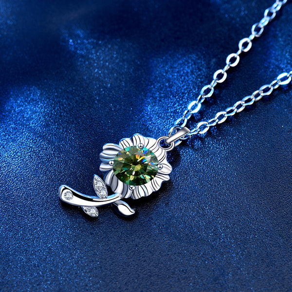 Moissanite Sunflower Engagement Necklace