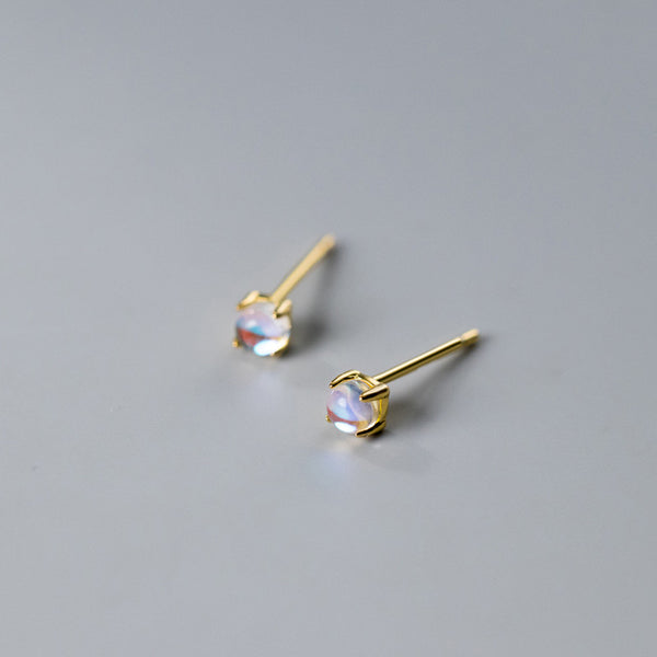 Tiny Small Moonstone Stud Earrings