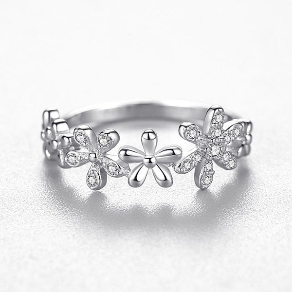 Silver Daisy Flower Ring