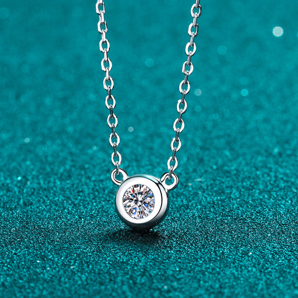 Solitaire Round Moissanite Charm Necklace