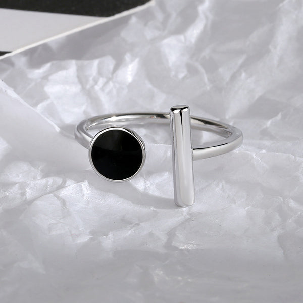 Black Enamel Open Ring