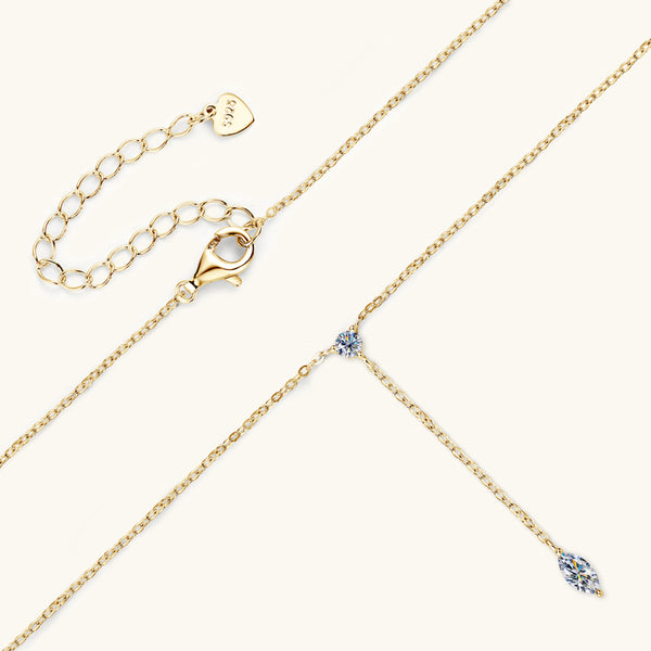 Marquise Moissanite Drop Y Necklace