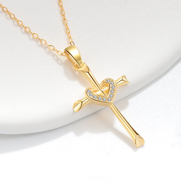 Heart Cross Pendant Necklace