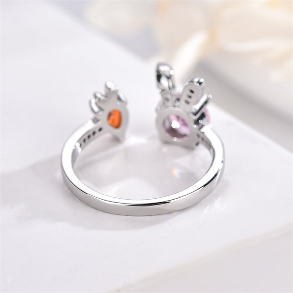 Cute Pink Bunny Carrot Ring