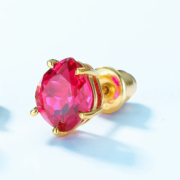 Red Corundum Stud Earrings