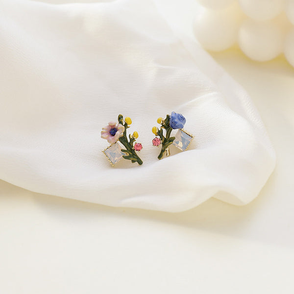 Dainty Flower Enamel Earrings