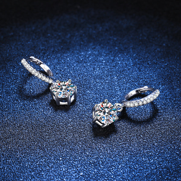 Six-Prong Moissanite Dop Huggie Earrings