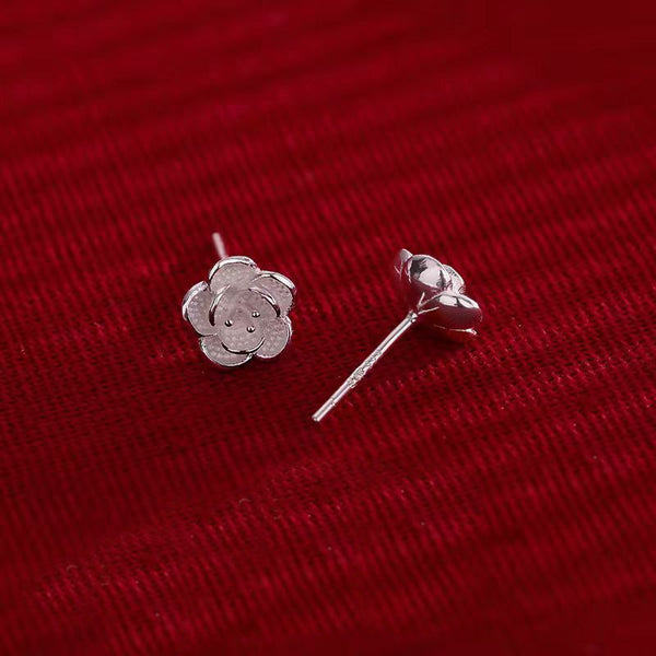 Dainty Camellia Flower Stud Earrings