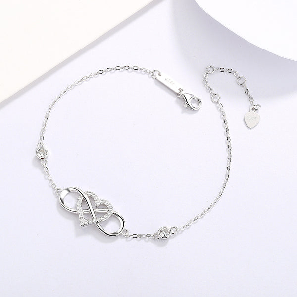 Infinity Mobius Heart Charm Bracelet