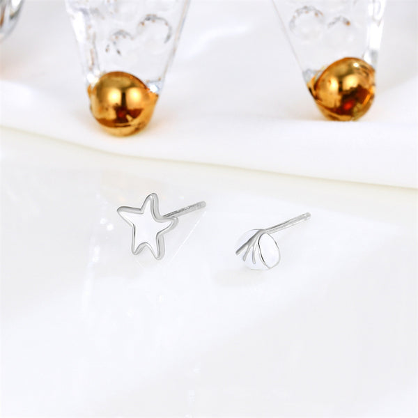 Enamel Seashell Starfish Stud Earrings