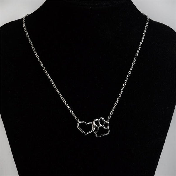 Dog Paw Heart Necklace