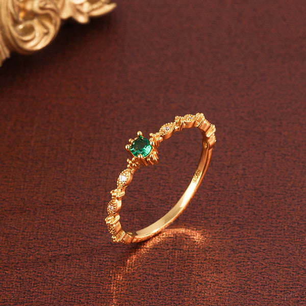 Gold Emerald Stacking Ring