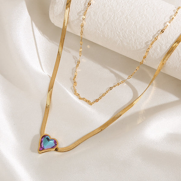 Heart Square Layered Necklace