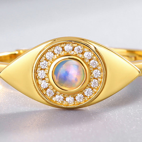 Gold Evil Eye Opal Ring