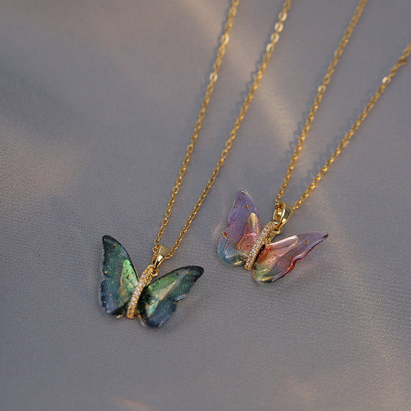 Color Butterfly Pendant Wedding Necklace