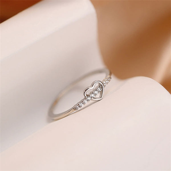 Silver Heart Slim Ring