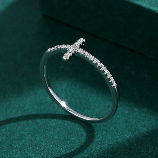 Pave Setting Cross Eternity Band Ring