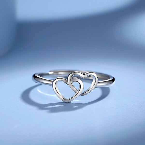 Interlocking Double Heart Ring