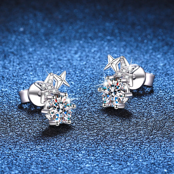 Six-Prong Moissanite Star Stud Earrings