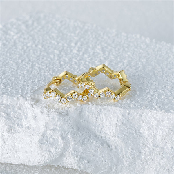 Wave Pave Huggie Hoop Earrings