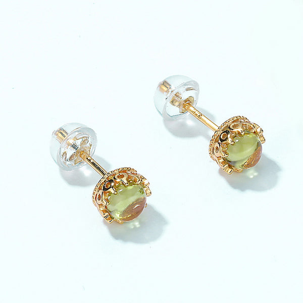 Round Peridot Stud Earrings