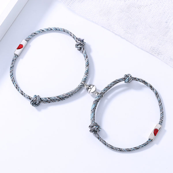 Heart Braid Magnetic Couple Bracelet