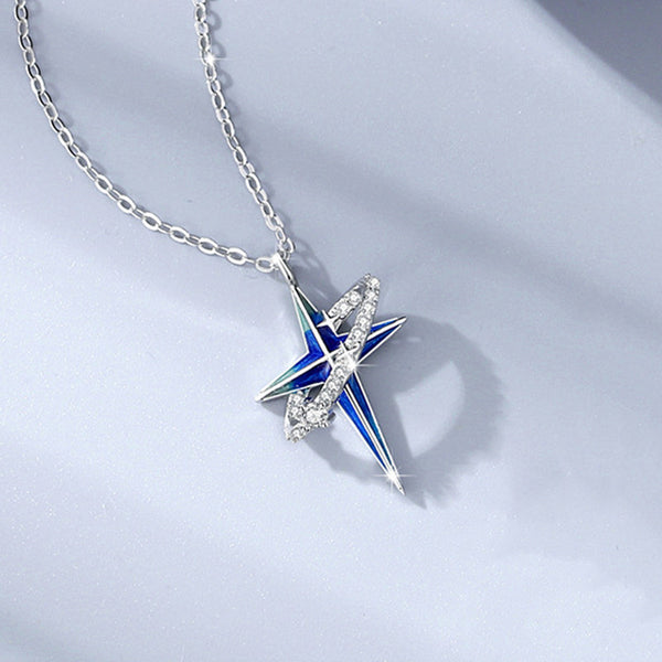 Blue Star Planet Couple Necklace